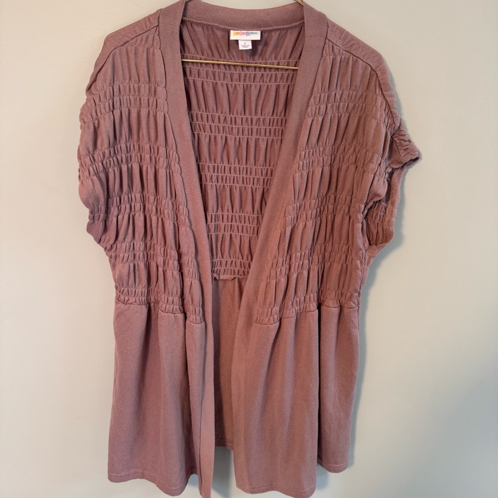 LULA ROE Women's Knit Cardigan Sleeveless MAUVE Size LARGE